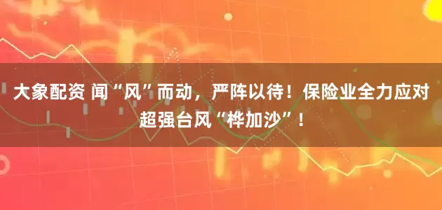 大象配资 闻“风”而动，严阵以待！保险业全力应对超强台风“桦加沙”！